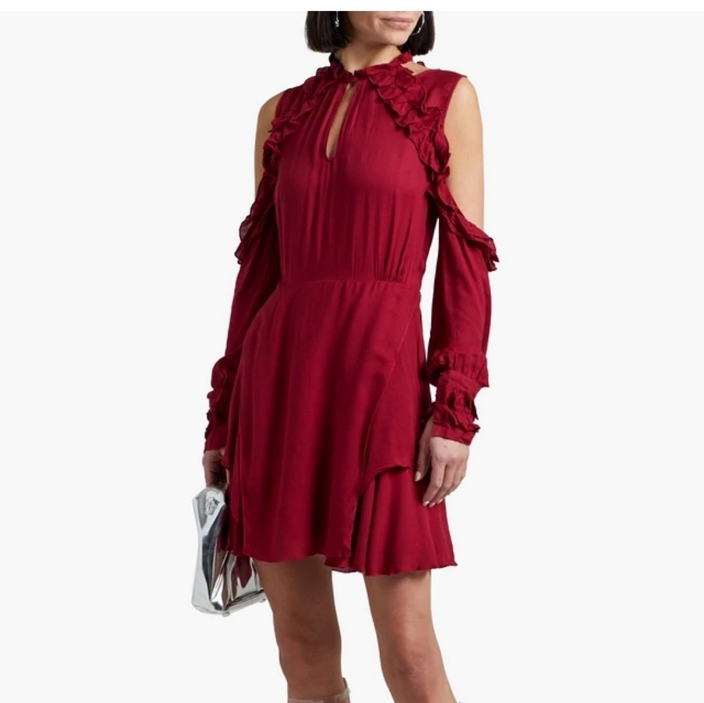 IRO HANIE RUFFLE COLD SHOULDER DRESS
